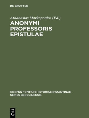 cover image of Anonymi Professoris Epistulae
